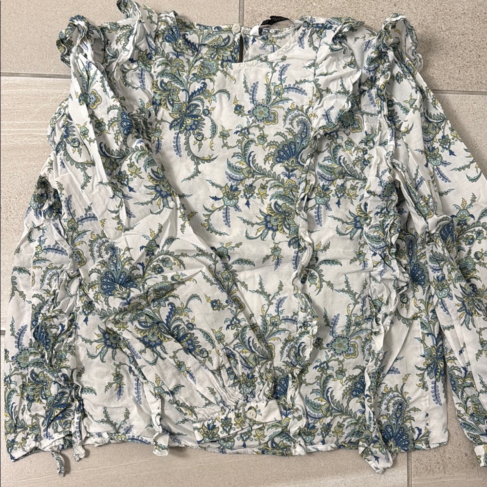 ZARA Medium EUC Floral Ruffle Women's Top